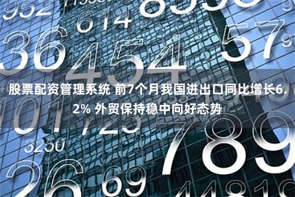 股票配资管理系统 前7个月我国进出口同比增长6.2% 外贸保持稳中向好态势